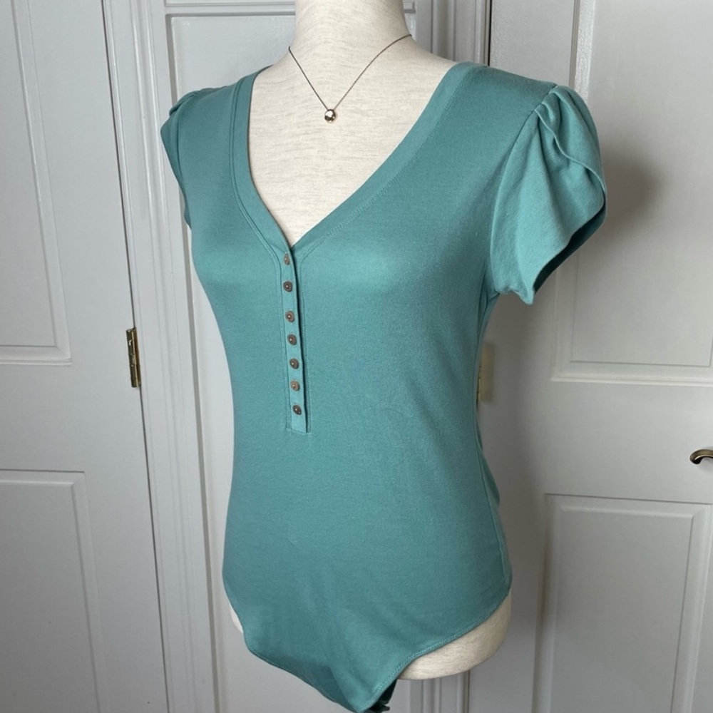 Free People Intimately Mia Bodysuit Ruched Buttoned Tulip Sleeve - Picture 3 of 3